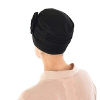 ROSETTE RUCHED BAMBOO TURBAN - HANNAH | Black