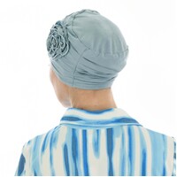 ROSETTE RUCHED BAMBOO TURBAN - HANNAH | Slate Baby Blue