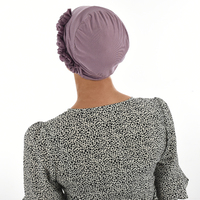 Bamboo Turban Hat with Climbing Rosettes - Lillian | Purple - Dusty Purple