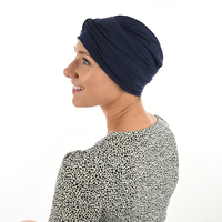 Bamboo Turban Hat with Removable Headband - Tracy | Blue - Navy Blue / Dark Blue