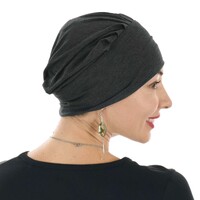 Bamboo Turban Hat with Removable Headband - Tracy | Dark Grey