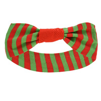 Red and Green Christmas Headband with Black Bamboo Turban Hat & Removable Headband
