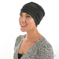 BAMBOO 4-SEAM RUCHED TURBAN HAT - RENEE | Grey - Dark Grey / Charcoal