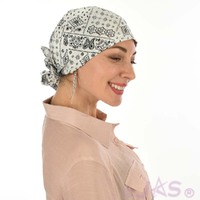 Cotton Triangle Head Scarf - Lara | Paisley Print - White