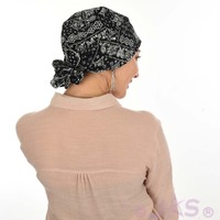 Cotton Triangle Head Scarf - Lara | Paisley Print - Black