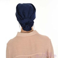Cotton Triangle Head Scarf - Lara | Solid / Plain - Dark Blue Navy