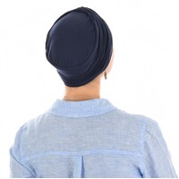 Bamboo Turban with Twin Twists - Carol | Blue - Navy Blue / Dark Blue