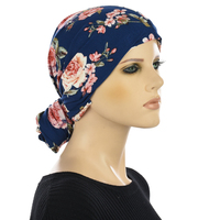 Floral Eternity Loop Scarf Turban | Option 4 | Navy Rose Print