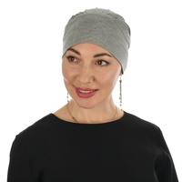 Bamboo Turban with Mix n Match Headband Set | #3 Grey Hat & Burgundy Band