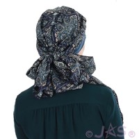 Floral Head Scarf with Headband Gracie | #3 Denim Blue & Geometrical
