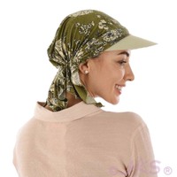 Stretch Floral Pre-tied Scarf Holly | #12 Flower Sketches | Olive Green
