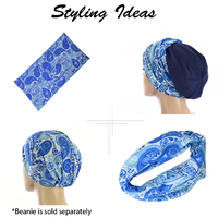 Seamless Wrap Headband with Print | #14 Blue Paisley Print