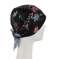 Cotton Bandana Floral Print Black Background with Light Blue Borders