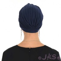 Pleated Classic Jersey Cotton Turban | Navy
