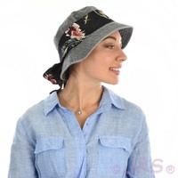 Pre-washed Cotton Bucket Hat with Sash | Grey