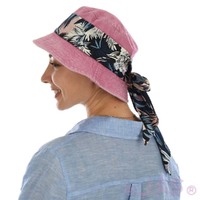 Pre-washed Cotton Bucket Hat with Sash | Pink