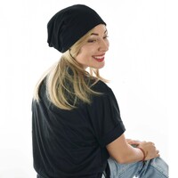 Fleeced Cotton Beanie | Black