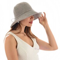 Beach Summer Sun Hat with Shapeable Brim | Grey | L