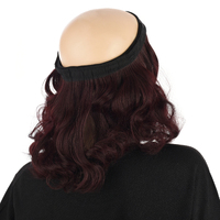 Felt Bakerboy Hat with Halo Headband Hair | Camel Beige Hat with Mahogany Burgundy Hair Extension