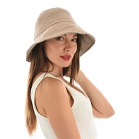 Packable Sun Hat with Pin Striped Bow and Buckle - Helen | Peach Bisque Papaya Whip Tan