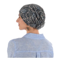 Reversible Pre-tied Head Wrap Turban |#1 Paisley Print Grey & Pink