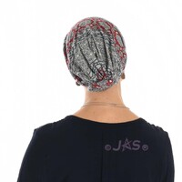 Reversible Tribal Inspired Pre-tied Head Wrap Turban |#2 Deep Red & Grey
