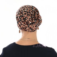 Jersey Leopard Inspired Pre-Knotted Scarf Turban |#2 Rusty Pink Black and White Print