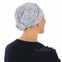 Jersey Leopard Inspired Pre-Knotted Scarf Turban |#4 Baby Blue White and Pink Print