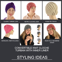 Versatile Knit Cloche Turban with Inner Liner