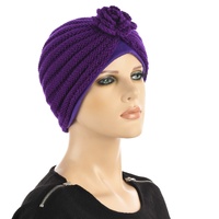 Versatile Knit Cloche Turban with Inner Liner | Dark Purple