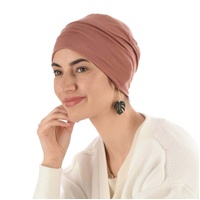 Bamboo Turban with Pearl Ring & Sash Set | Rust & Leaf Sketch Scarf