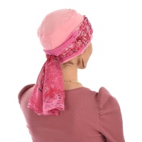 Bamboo Turban with Pearl Ring & Sash Set | Blush Pink & Abstract Tree Sketch Sash Scarf