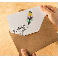 Large View Greeting Card - Thinking of You Colouful Feather Design