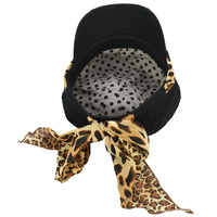Jeanette Bakerboy Hat | Black with Leopard Print Band | XS/S