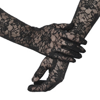 Floral Long Lace Gloves | Black