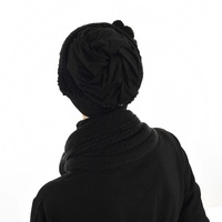 Swirly Beanie Sage Green with Beaded Crochet Headband Black