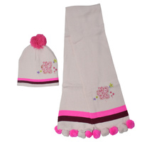 Large View Girl Winter Butterfly Beanie Scarf Set