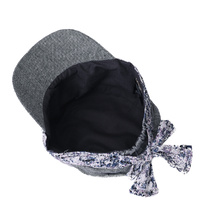 Cadet Fashion Cap | Dark Grey with Grey n Navy ink splash print band and bow | XS/S