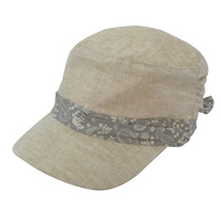 Cadet Fashion Cap | Beige with grey paisley print band and bow | S/M