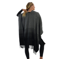 Grey and Black Cape Poncho Wrap