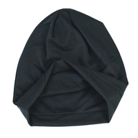 Jersey Cotton Slip-on Slouch Beanie  | Black | S/M