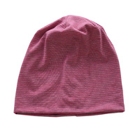 Jersey Cotton Slouch Beanie Striped | Hot Pink n Grey Striped