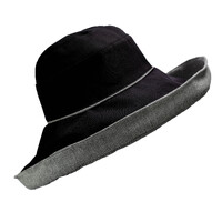 Foldable Linen Wide Brim Sun Hat | Black