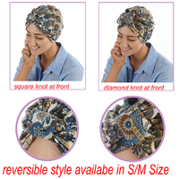 Soft Floral Print Turban | Option 2 | S/M/L | White and Light Blue