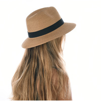 Panama Trilby Sun Hat | Camel / Dark Beige / Tan | 57cm