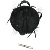 Feather Fascinator Hat with Ribbon | Black