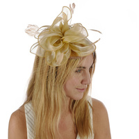 Organza 8 Petaled Fascinator | Dusty Gold