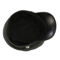 Felt Military Bakerboy Hat With PU Lid | Grey - Dark Grey