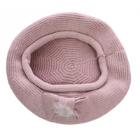 Wool Knit beret Bow on Side | Pink - Dusty Pink