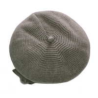 Wool Knit beret Bow on Side | Dark Vanilla / Beige Grey Gray